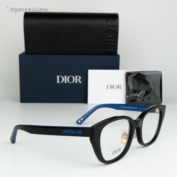 BRAND NEW Dior LAPARISIENNEDIORO S4F 1000 Black Blue Demo Women Round Eyeglasses - Picture 1 of 9